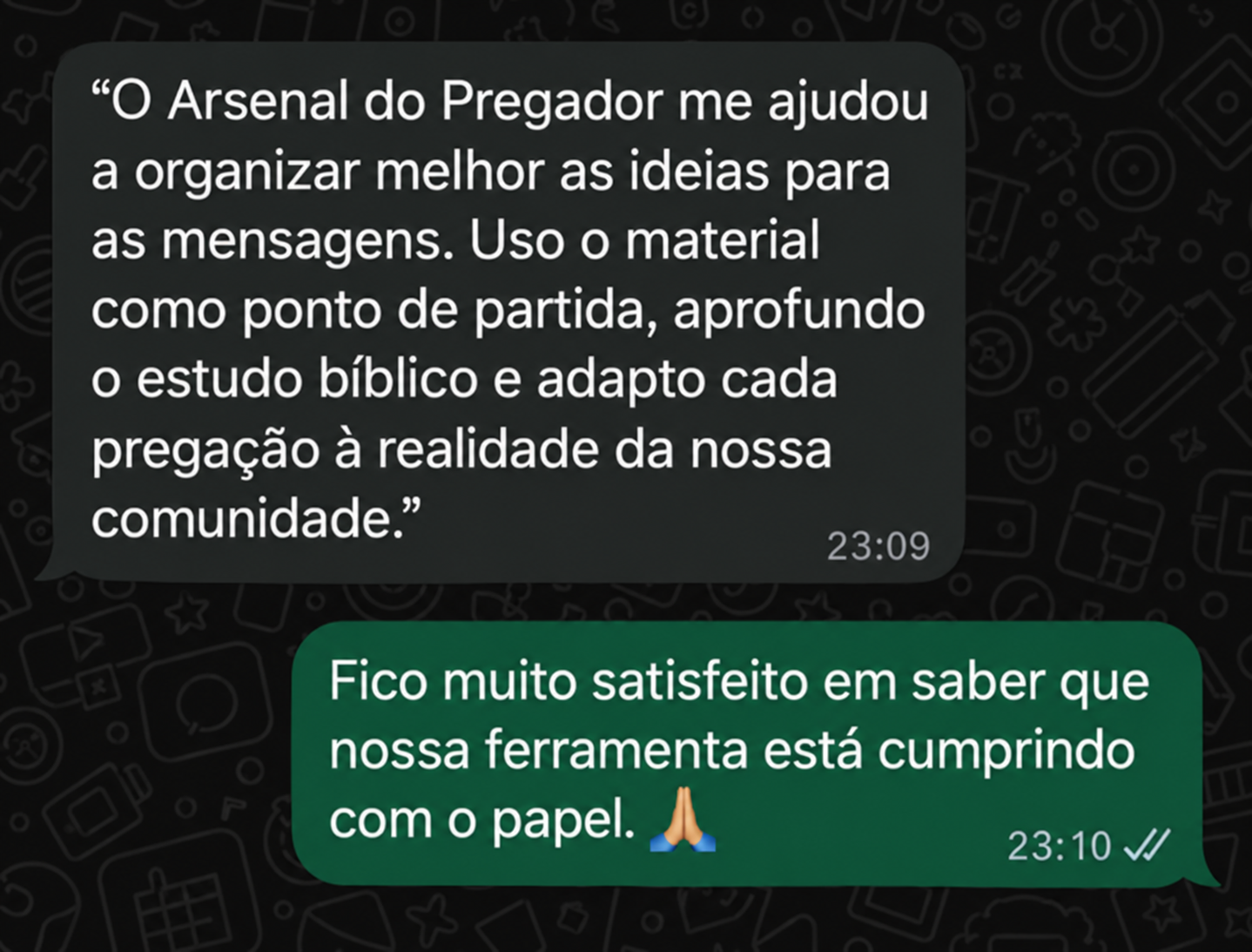 Conversa de WhatsApp: depoimento sobre organizar ideias e adaptar as pregações à comunidade